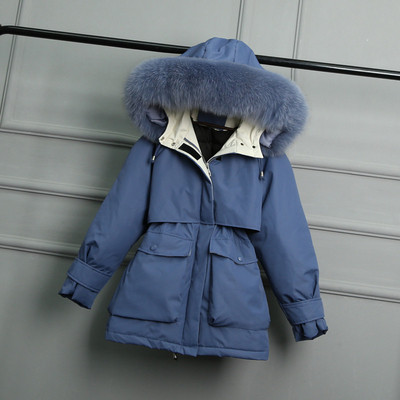 Γυναικείο χειμερινό μπουφάν με μεσαίο μήκος και τσέπες