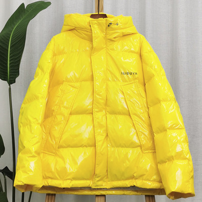 Κοντό χειμερινό γυναικείο μπουφάν με γυαλιστερό έφε