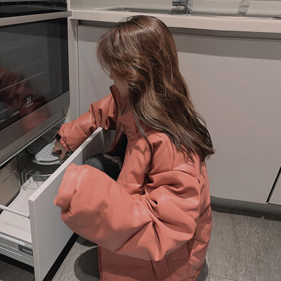 Γυναικείο μπουφάν φαρδύ μοντέλο με υψηλό γιακά