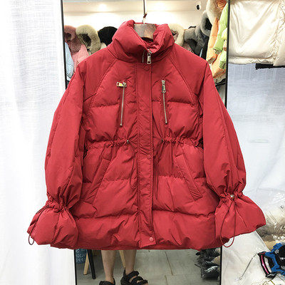 Γυναικείο χειμερινό μπουφάν με ελαστική μέση και ψηλό γιακά