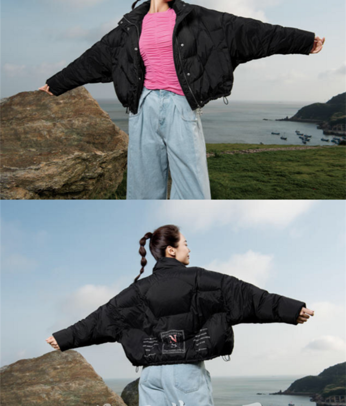 Rövid női téli kabát cipzárral