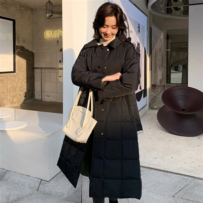 Μακρύ γυναικείο μπουφάν με ζώνη μέσης και τσέπες