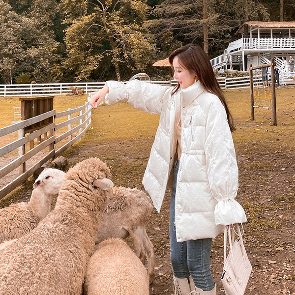 Praegune talvine naiste jope vöökohas ja kõrge kaelusega