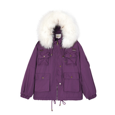 Geacă de iarnă de damă cu căptușeală caldă și puf pe glugă