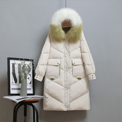 Duga zimska jakna s kapuljačom i džepovima