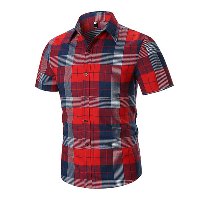 Meeste vabaaja ruuduline särk klassikalise kraega