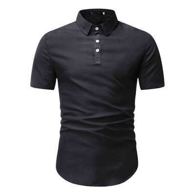 Μοντέρνα ανδρική μπλούζα με κοντά μανίκια και κλασικό γιακά