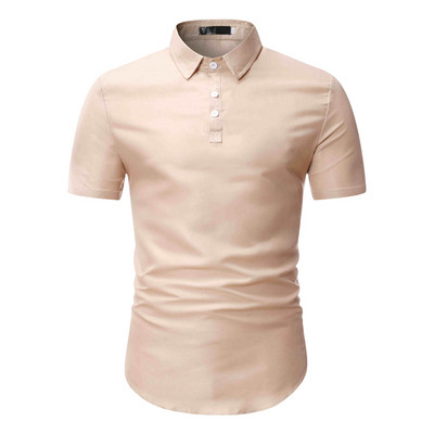 Μοντέρνα ανδρική μπλούζα με κοντά μανίκια και κλασικό γιακά