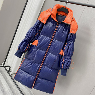 Μακρύ γυναικείο μπουφάν με κουκούλα και τσέπες