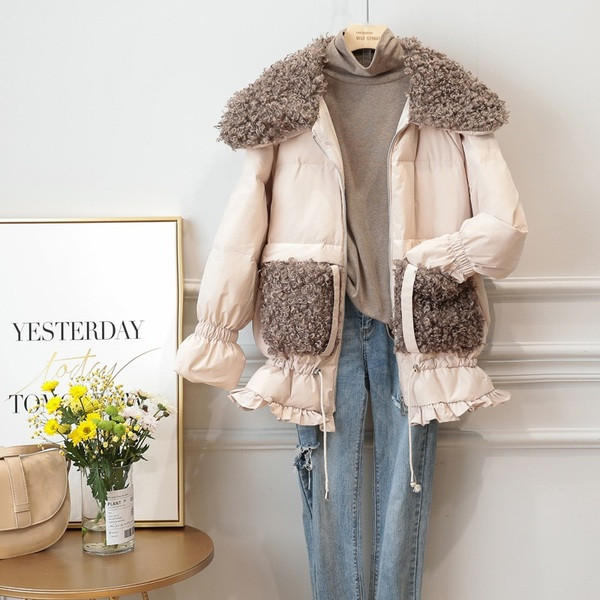 Νέο μοντέλο χειμερινό γυναικείο μπουφάν με γούνα και τσέπες