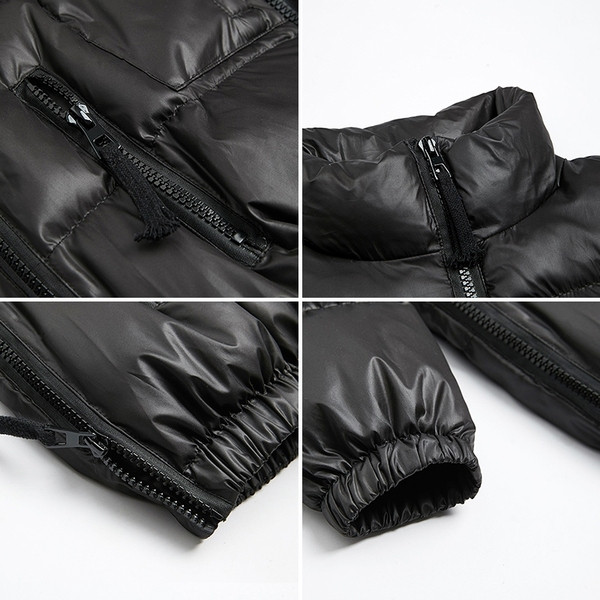 Rövid téli női kabát cipzárral