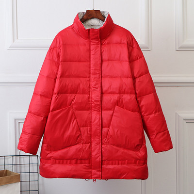 Γυναικείο μπουφάν φαρδύ μοντέλο με υψηλό γιακά και τσέπες