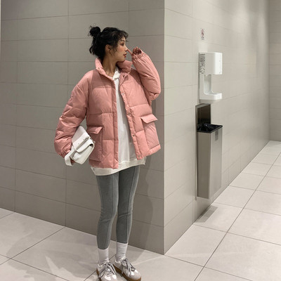 Γυναικείο χειμερινό μπουφάν με τσέπες και ψηλό γιακά