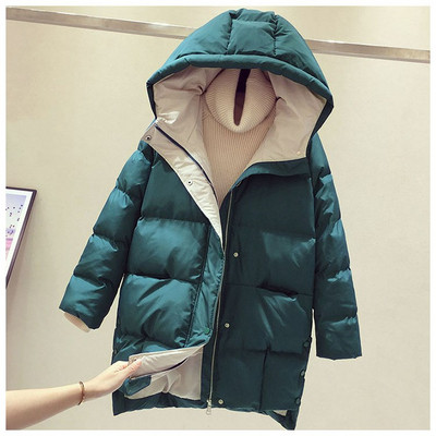 Modern női kabát kapucnival - aszimmetrikus modell