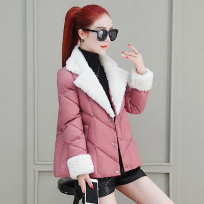 Stiilne pehme voodri ja V-kujulise kraega naiste jope