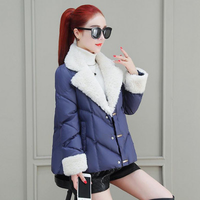 Stiilne pehme voodri ja V-kujulise kraega naiste jope