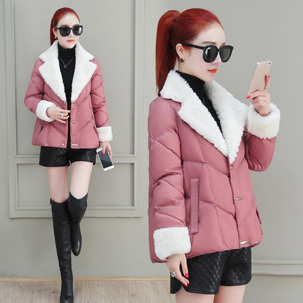 Stiilne pehme voodri ja V-kujulise kraega naiste jope