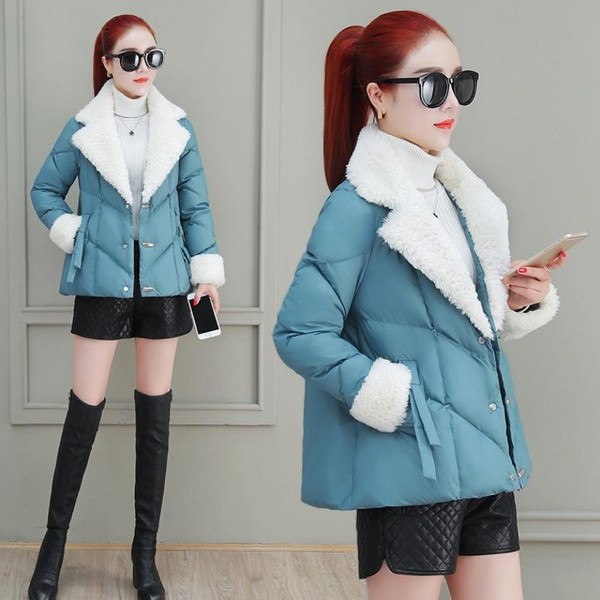 Stiilne pehme voodri ja V-kujulise kraega naiste jope