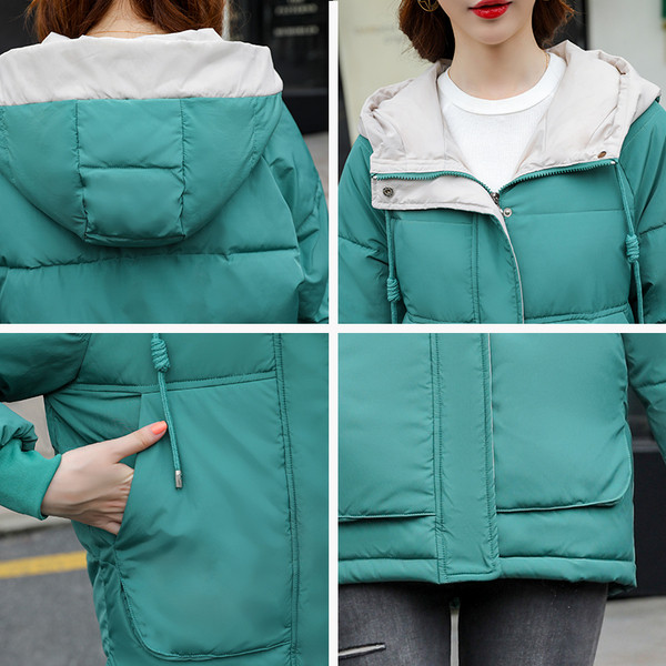 Sportlik-vabaaja naiste jope kapuutsi ja taskutega