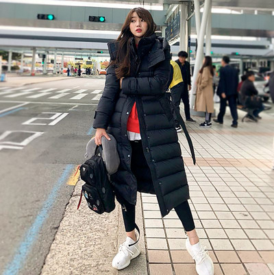 Talvine pikk vööga jope naistele