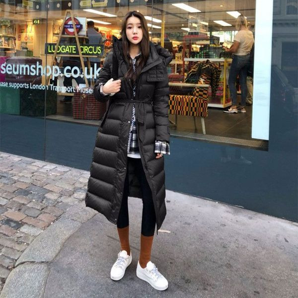 Talvine pikk vööga jope naistele