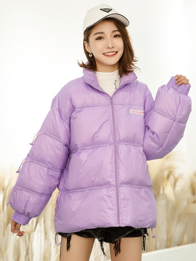 Női téli kabát nyakkendővel sima modell