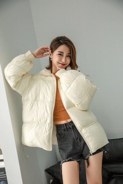 Női téli kabát nyakkendővel sima modell