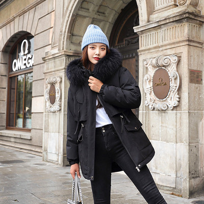 Új modell hosszú női kabát puha béléssel és kapucnival pehelyes