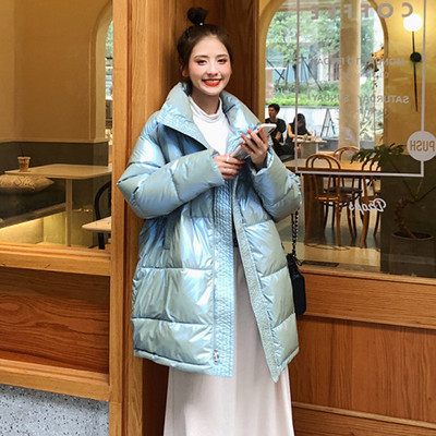 Naiste kõrge krae ja taskutega talvejope - lai mudel