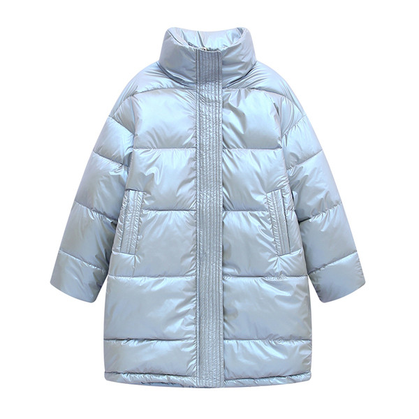 Naiste kõrge krae ja taskutega talvejope - lai mudel