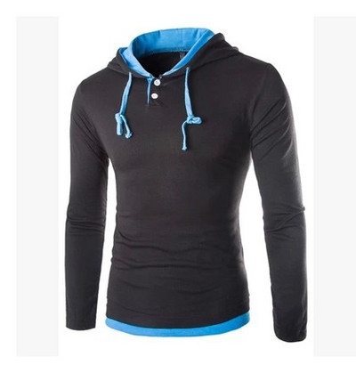 Ανδρική μπλούζα casual με μακριά μανίκια και κορδόνια