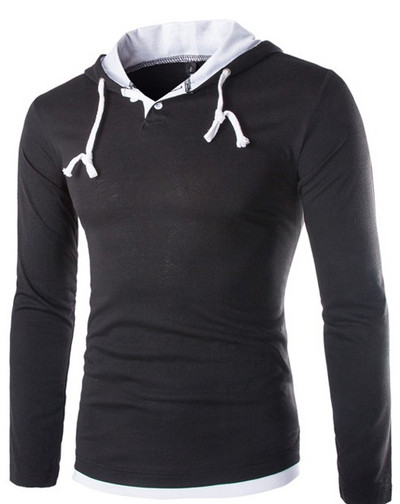 Ανδρική μπλούζα casual με μακριά μανίκια και κορδόνια