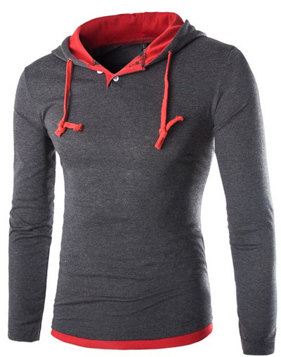 Ανδρική μπλούζα casual με μακριά μανίκια και κορδόνια