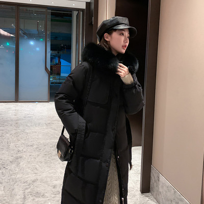 Μοντέρνο γυναικείο χειμερινό μπουφάν με κουκούλα και ζώνη μέσης