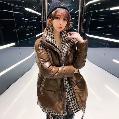 Naiste talvejope ruudulise voodri ja taskutega