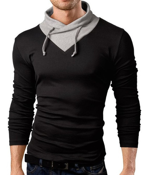 Modern férfi blúz magas gallérral és nyakkendővel