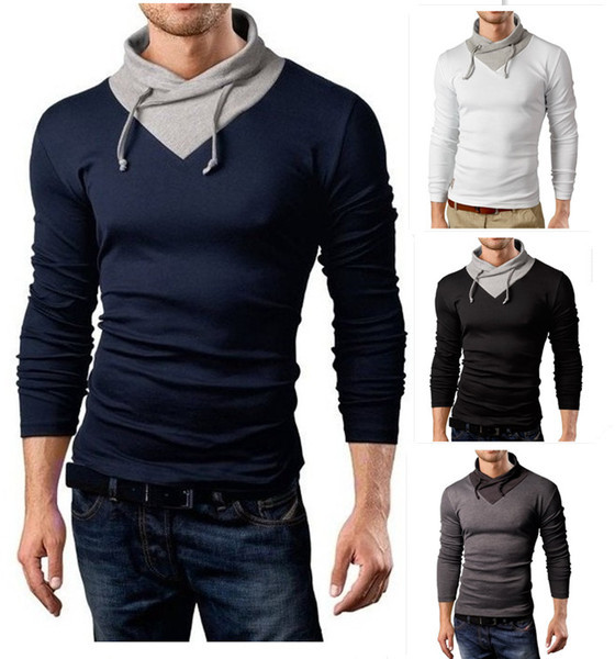 Modern férfi blúz magas gallérral és nyakkendővel