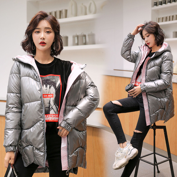 Laia mudeliga naiste talvejope luku ja kapuutsiga