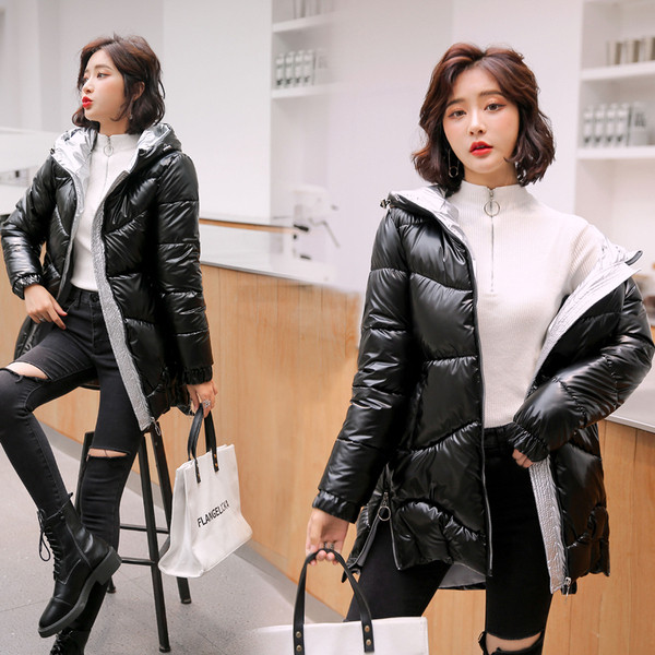 Laia mudeliga naiste talvejope luku ja kapuutsiga