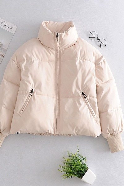 Modern női kabát magas gallérral - télire is alkalmas