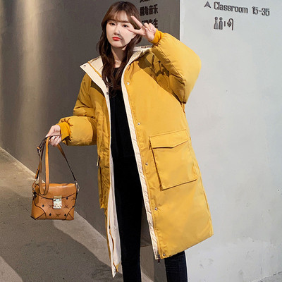 Pikk puuvillane jakk nööpide ja suurte taskutega