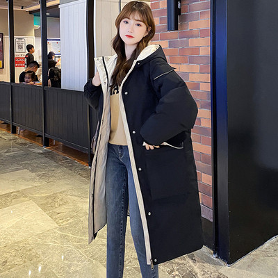 Pikk puuvillane jakk nööpide ja suurte taskutega