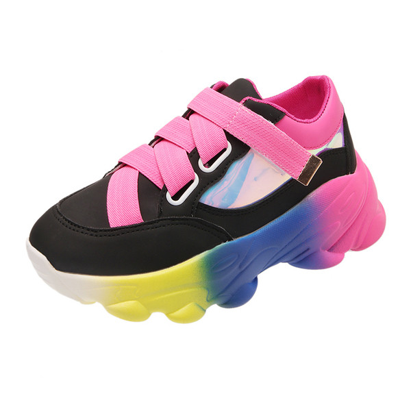 Naiste värvilised kõrge talla ja plaastriga tossud