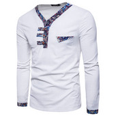 Aktuális férfi blúz spitz nyakkivágással és mintával