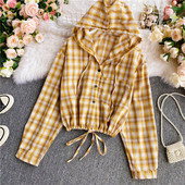 Alkalmi női ing kapucnival és hosszú ujjal