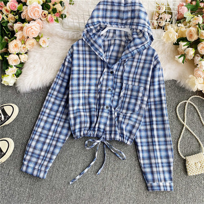 Alkalmi női ing kapucnival és hosszú ujjal