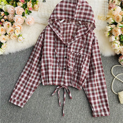 Alkalmi női ing kapucnival és hosszú ujjal