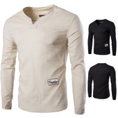 Alkalmi férfi blúz hosszú ujjal és spitz nyakkivágással