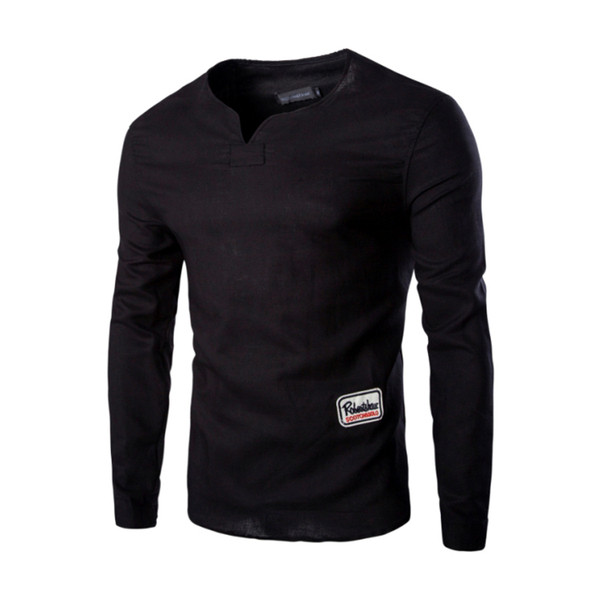 Alkalmi férfi blúz hosszú ujjal és spitz nyakkivágással