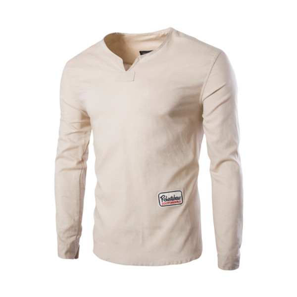 Alkalmi férfi blúz hosszú ujjal és spitz nyakkivágással